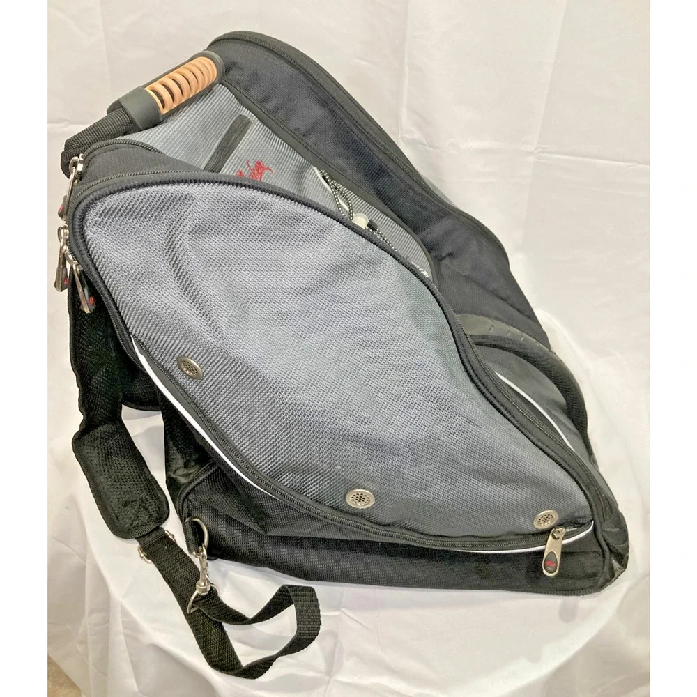 Marker Ski Boot Backpack Bag Gray Black Pink Swirl Graphic Travel Gear Storage